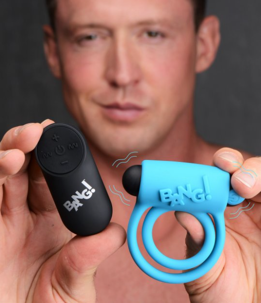 Remote Control 28X Vibrating Cock Ring and Bullet - Blue