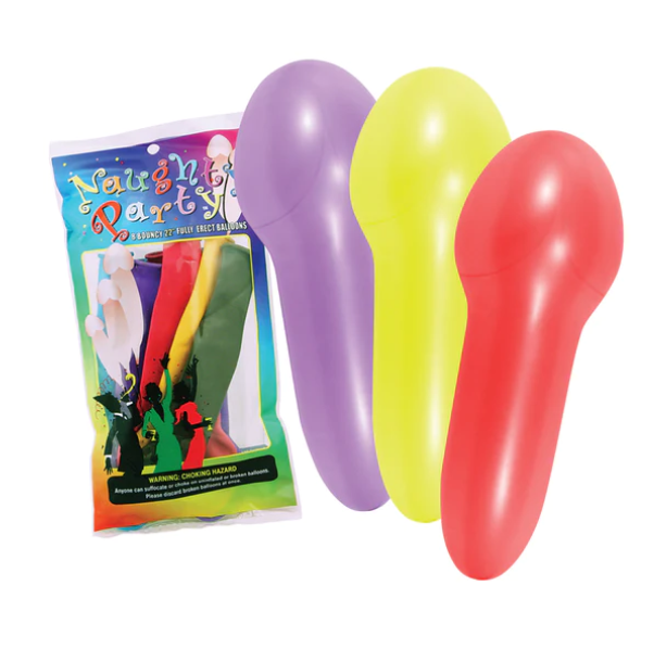Naughty Party Balloons - Penis - 8 Pack - Assorted Colors