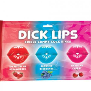 Dicklips Edible Gummy Cock Rings Asst. Flavors 3 Pack