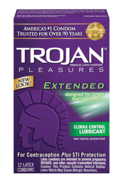 Trojan Pleasures Extended Lubricated Condoms - 12 Pack
