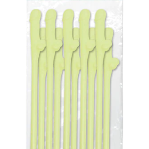 Bachelorette Party Favors - Dicky Sipping Straws - Glow-in-the-Dark - 10 Piece