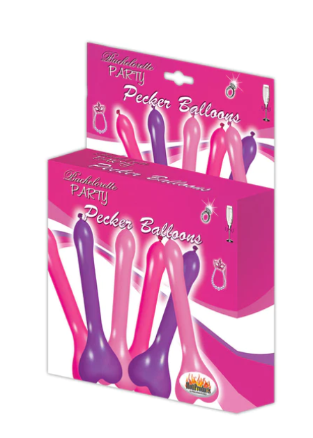 Pecker Balloons Assorted Colors 6 Pc Box