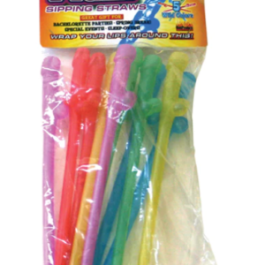 Party Pecker Sipping Straws 10 Pc Bag - 5 Assorted Colors