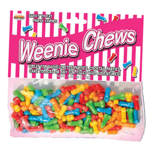 Weenie Chews Multi Flavor Assorted Penis Shaped Candy - 125 Piece Bag