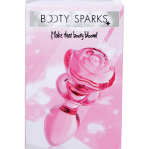 Booty Sparks Pink Rose Glass Anal Plug-Medium