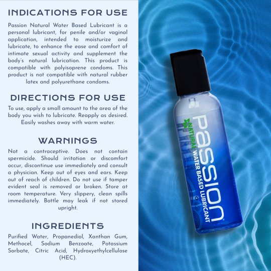 Passion Natural Water-Based Lubricant (2oz, 4oz, 8oz, 10oz, 16oz, 34oz) - Image 5