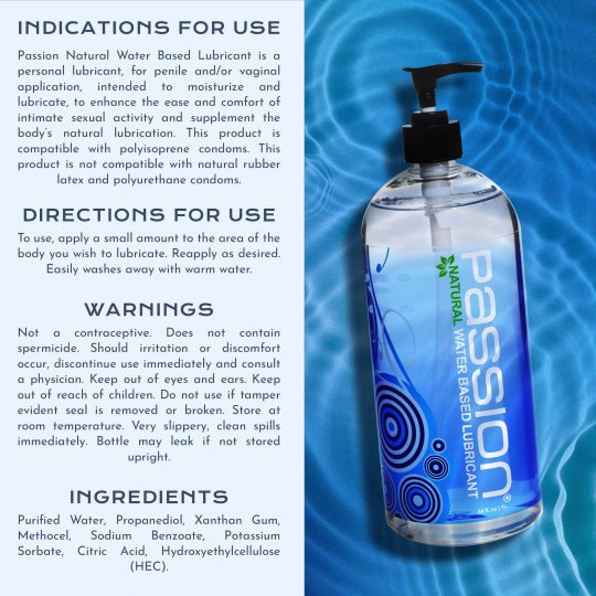 Passion Natural Water-Based Lubricant (2oz, 4oz, 8oz, 10oz, 16oz, 34oz) - Image 12