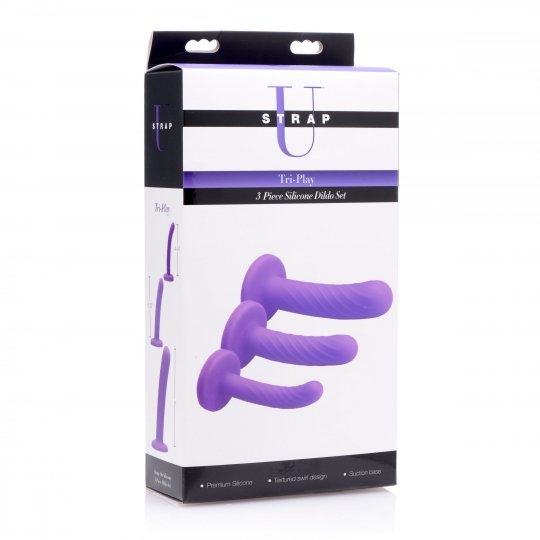 Tri-Play 3 Piece Silicone Dildo Set - Image 2