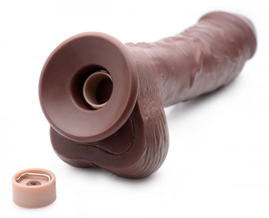 8.5 Inch Vibrating Squirting Dildo with Remote Control - Dark - Image 5