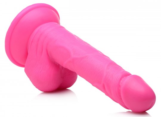 6.5 Inch Dildo with Balls - Pink - Image 4