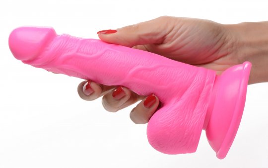 6.5 Inch Dildo with Balls - Pink - Image 7