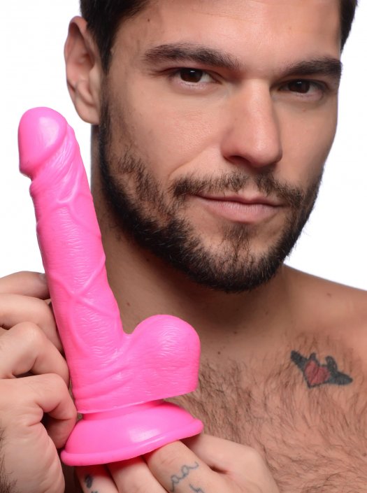 6.5 Inch Dildo with Balls - Pink - Image 6