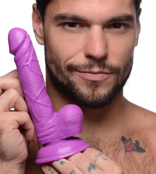 6.5 Inch Dildo with Balls - Purple - Image 4